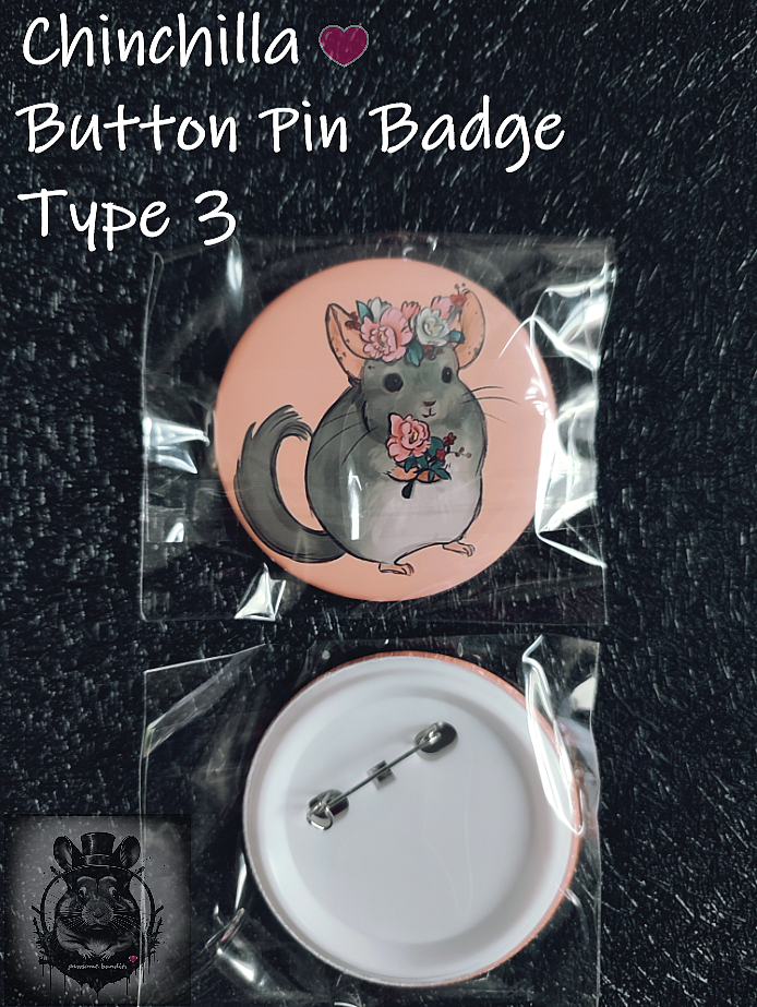 Chinchilla Button Pin Badge 3